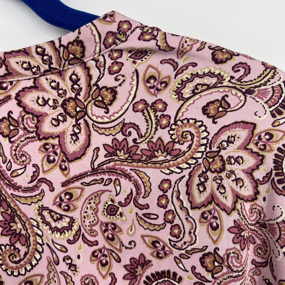 J. Jill Pure rayon popover blouse purple floral top boho classic paisley L - Picture 9 of 10